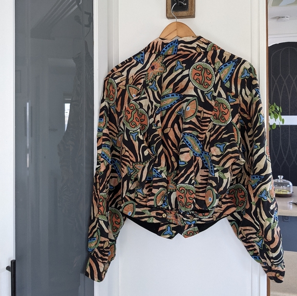 Vintage silk cropped double breasted blazer/jacket - Picture 7 of 11